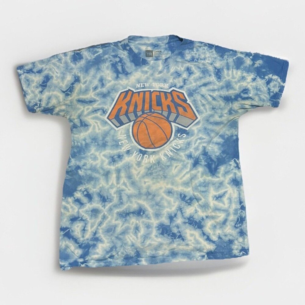 Size Large Men’s New York Nicks NBA Basketball Blue And White Tie Dye Tee Shirt